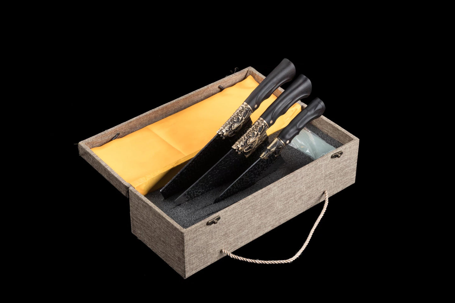 Three-piece kitchen knife set for the faucet