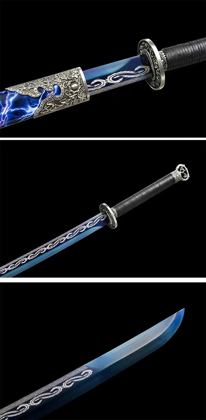 God Dragon Battle Sword Handmade Black Sheath