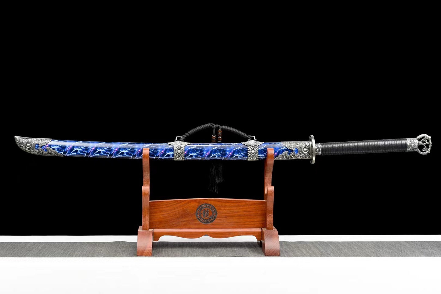 God Dragon Battle Sword Handmade Black Sheath