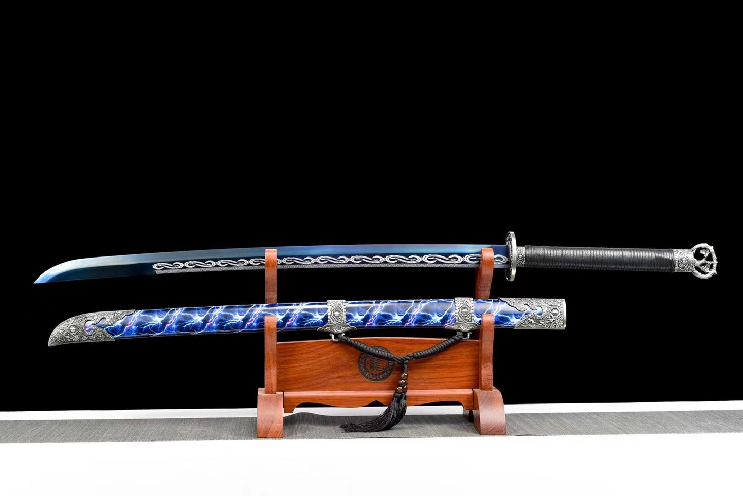 God Dragon Battle Sword Handmade Black Sheath